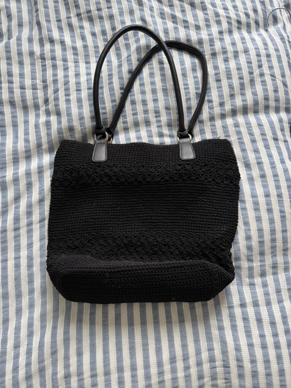 Worthington Black Woven Tote with Dual Shoulder Straps